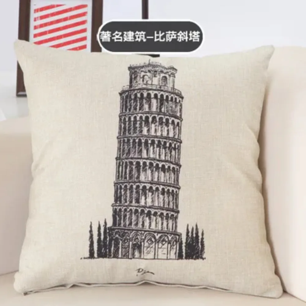 CIFBUY Famous Buildings Decorative Lumbar Cushion Cover Luxury Throw Pillow Case for Home Chair Seat