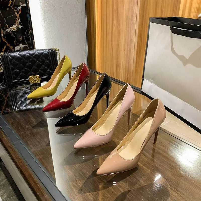 2023 New Woman Pink Pumps High Heels Women Green Party Shoes Wedding Shoes Stiletto Pointed Toe Sexy Single Shoes Women