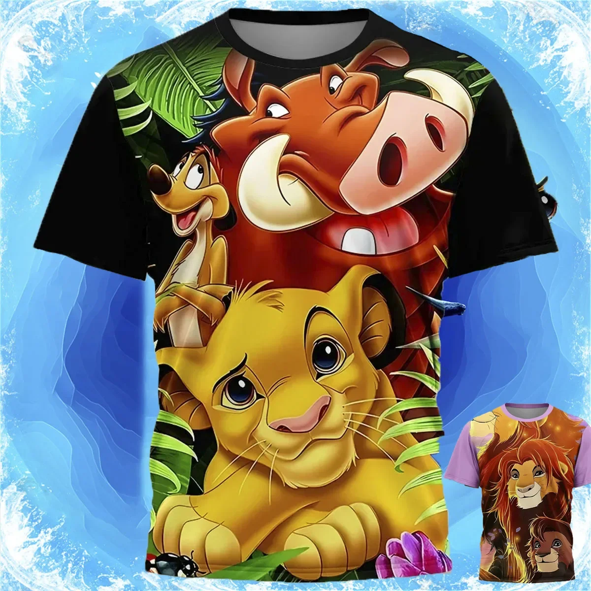 

Детская одежда, уличная дышащая одежда для родителей и детей с 3D принтом Диснея для мультфильмов, футболка с изображением Короля Льва, Симбы для мальчиков и девочек, топы