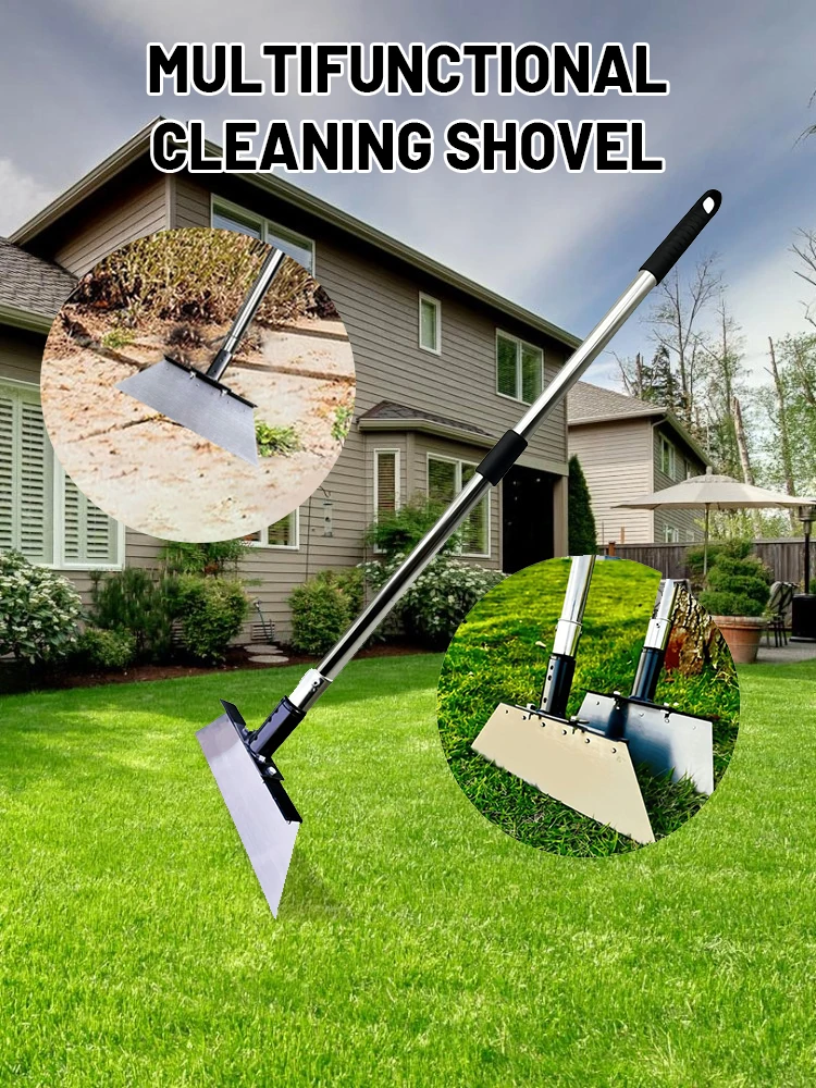 Multipurpose Garden Cleaning Shovel, Flat Shovel Ice Shovel Weeding Planting Farm Weeding Tools Metal Weed Cleaning Shovel 120cm