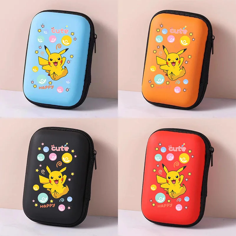 بوكيمون بيكاتشو إيفا سماعة كابل بيانات حقيبة التخزين حامل بطاقة أنيمي حافظة شاحن محمول سماعة سستة صندوق الملحقات