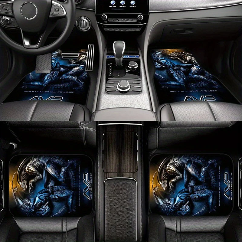 Alien Vs. Predator Car Floor Mats - Fit Anti-Slip Thickened Auto Floor Liners With Iconic Xenomorph & Predator Logo Design, Heav