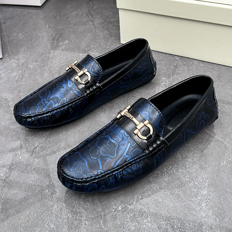 

Мужские кожаные лоферы с трендовым принтом, мужские повседневные туфли без шнуровки, мужские туфли больших размеров 38–48, мужские zapatos hombre