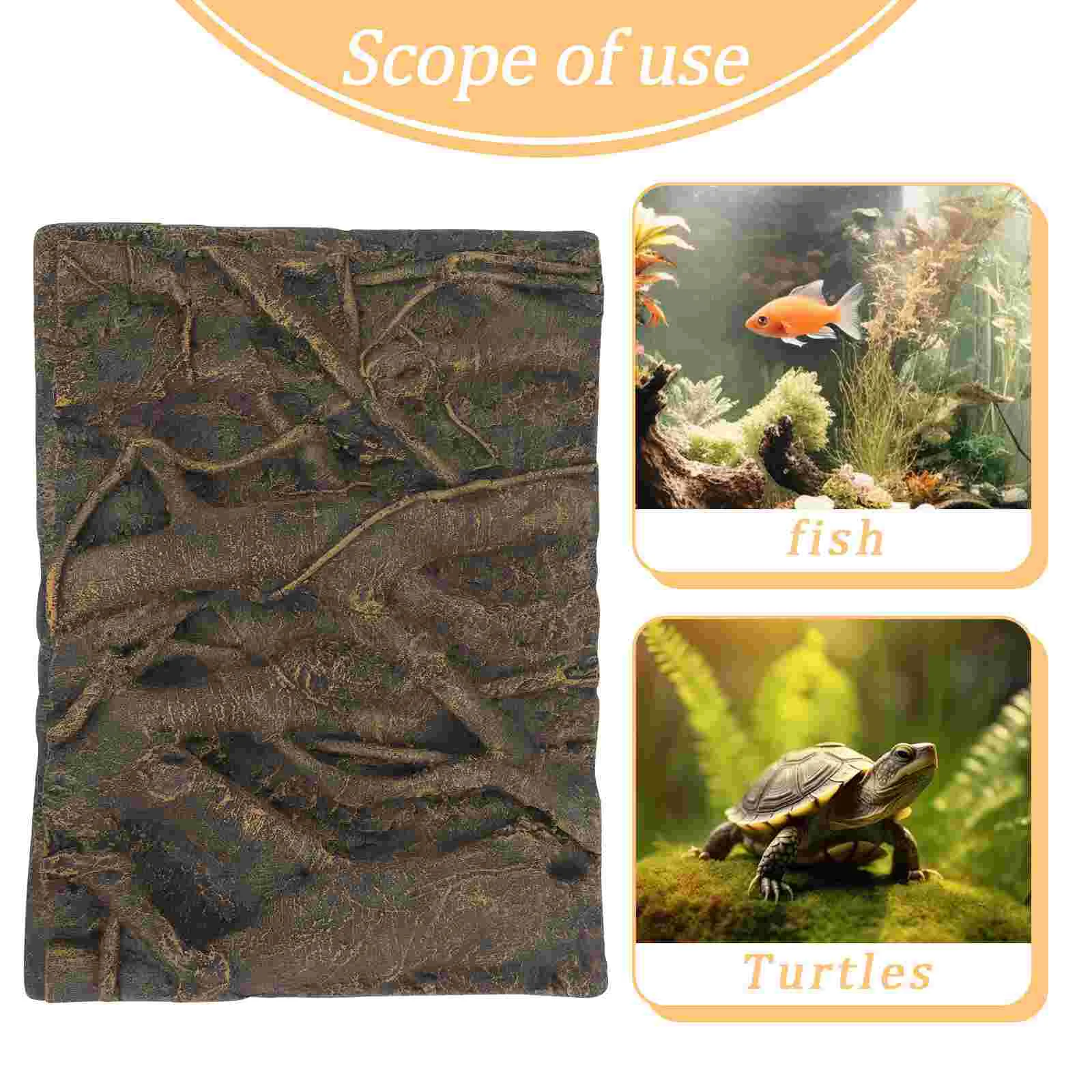 Background Plate for Fish Tank Board Aquarium 3D Turtle Decor Glass Rock and Roll