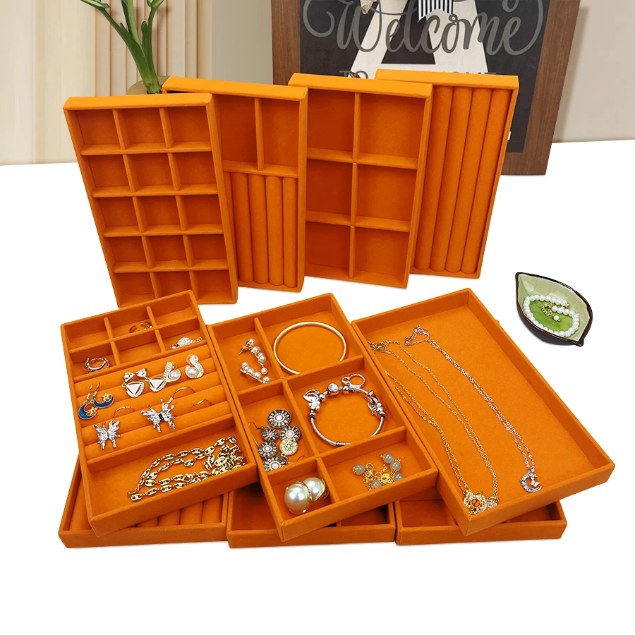 

1PC, Flocking Jewelry Box Jewelry Tray, Color: Orange