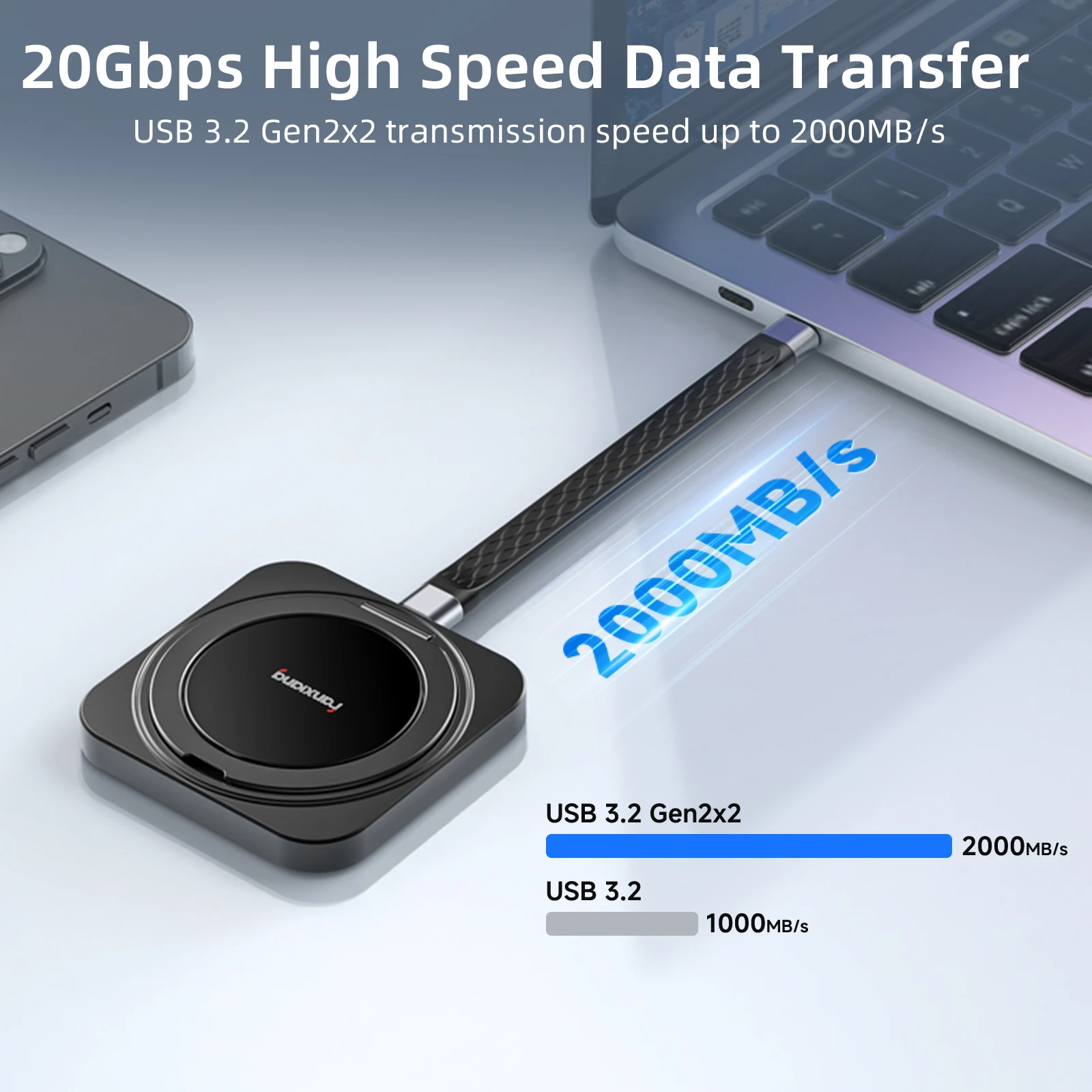 Fanxiang PS2006 Portable External SSD 2000MB/s 1TB/2TB Magnetic Hard Disk USB3.2 Gen2x2 Solid State Drive For Phone Windows PC