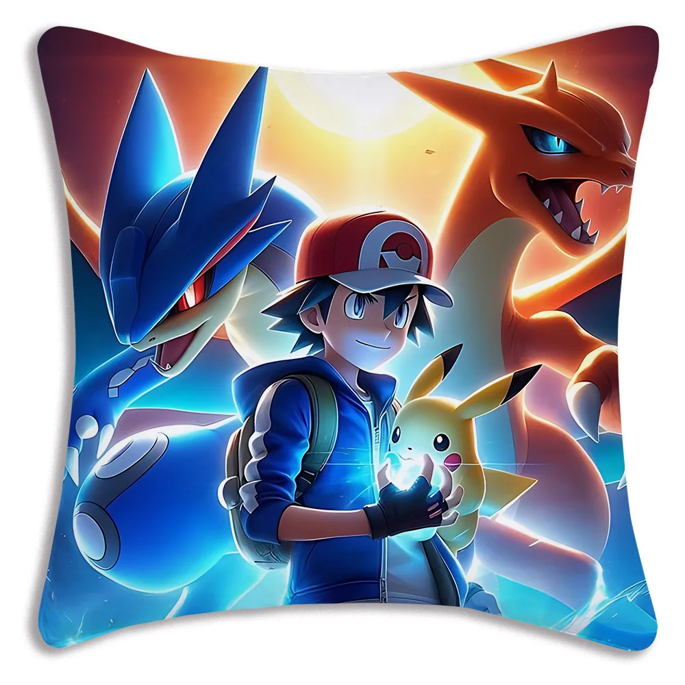 Pillow Covers Cartoon Charizards Sofa Decorative Home Double-sided Printing Short Plush Cute Cushion Cover