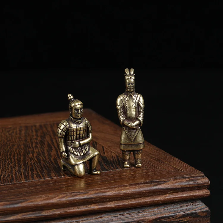 

Brass Retro Terra Cotta Warriors Soldiers Figurines Car Keychain Brass Pendant Creative Small Accessory Bag Pendant Gifts