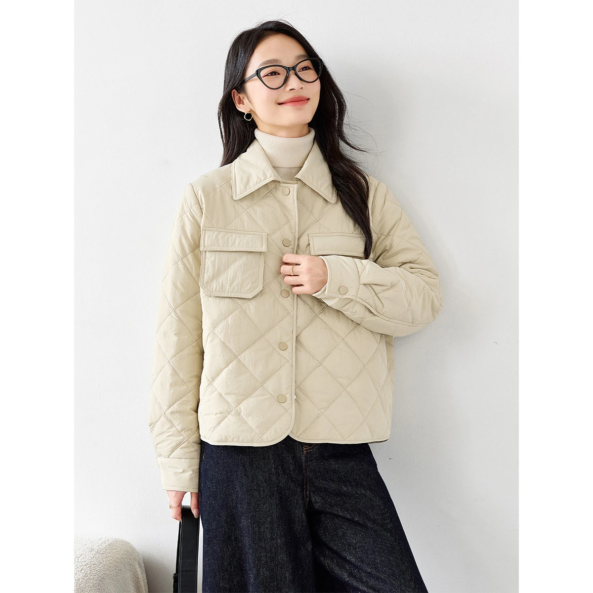 

VIMLY женское стеганое стеганое пальто цвета хаки, зима 2022, офисная одежда, женские парки с отложным воротником, толстая свободная женская короткая куртка M9370