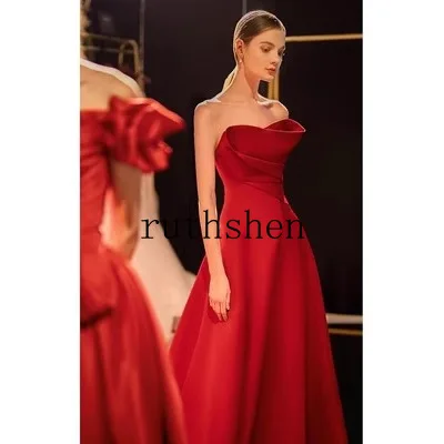 우아한 롱 드레스 여성 공주 연회 파티 프롬 드레스 오프숄더 버건디 공연 가운 맞춤 제작