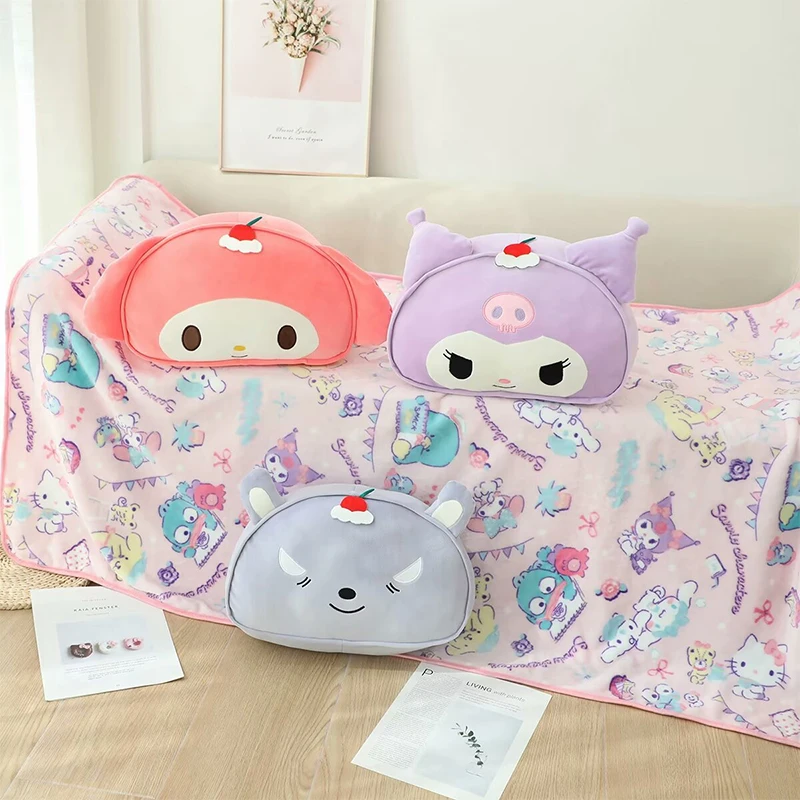 

2024 Cute Kuromi My Melody Throw Pillow Blanket Kawaii Sanrio Anime Cartoon Babys Nap Blanket Travel Blanket Kid Gift