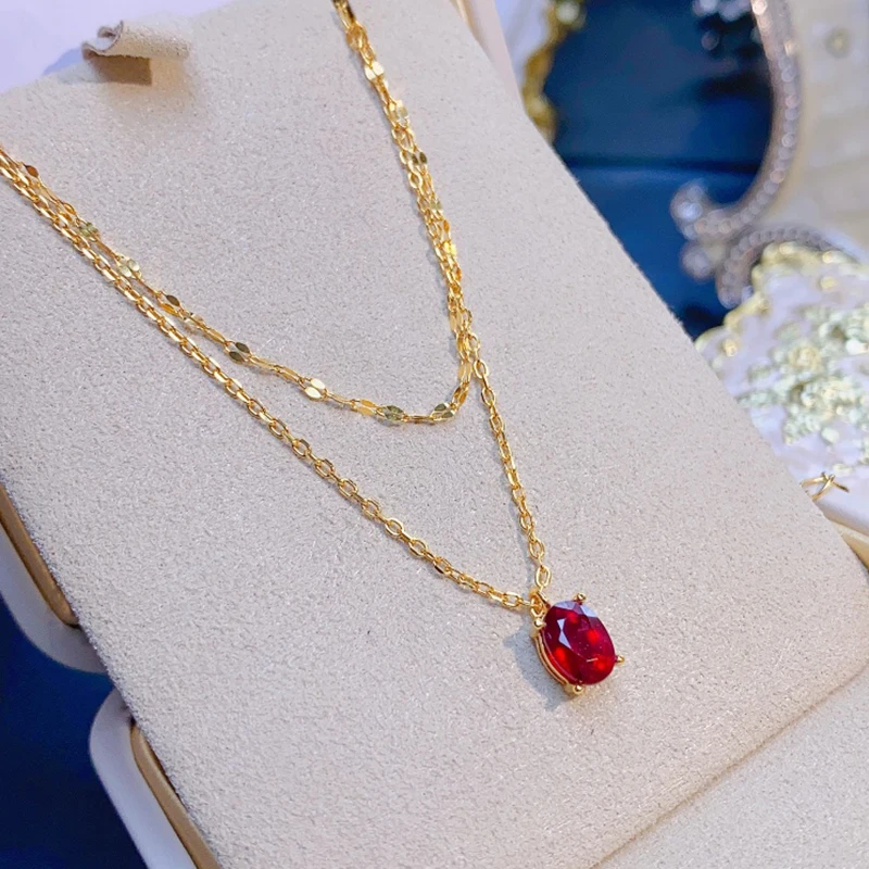 

Natural ruby pendant necklace for women silver 925 jewelry luxury gem stones 18k gold plated free shiping items