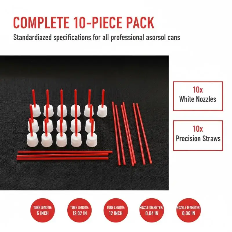10Pcs Red Thin Tube Spray Paint Nozzle Caps Needle Spray Tips For Female Valve Aerosol Spray Can Graffiti Painting Replacement