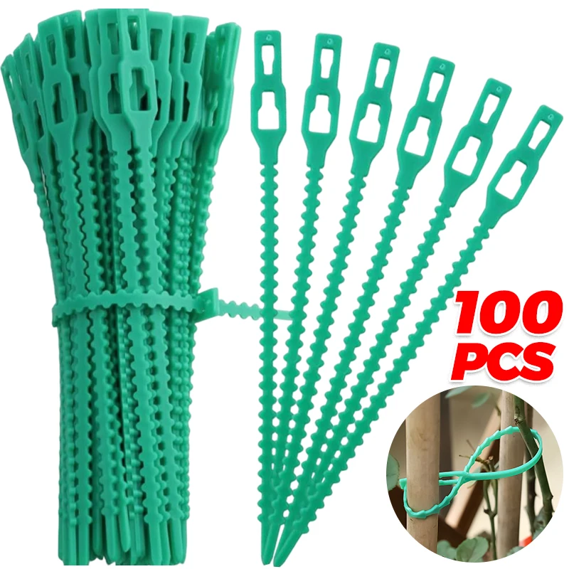 10/500x Adjustable Plastic Plant Cable Ties Reusable Garden Fastener Tie Plant Climbing Cable Ties Tools Tree Support Accessory