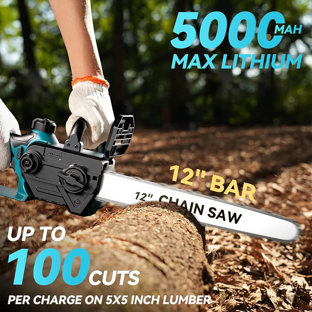 SEESII 12-Inch Brushless Electric Chainsaw Cordless Chain Saw Firewood Tree Cutting Garden Pruning Power Tools For Makita 18v