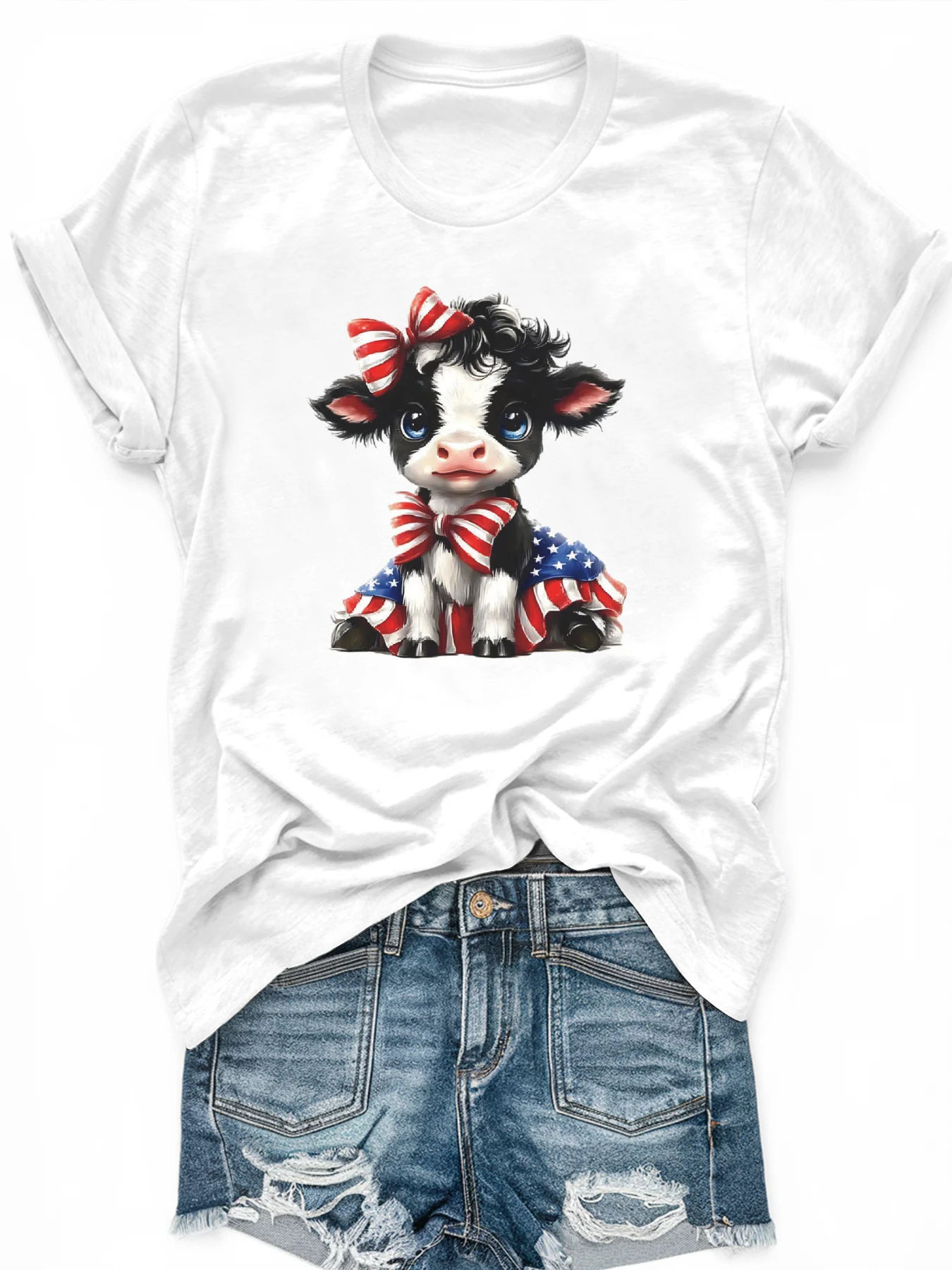 

Women's large-size printed short-sleeved T-shirt, loose and casual, soft, comfortable and breathable, outdoor sports
