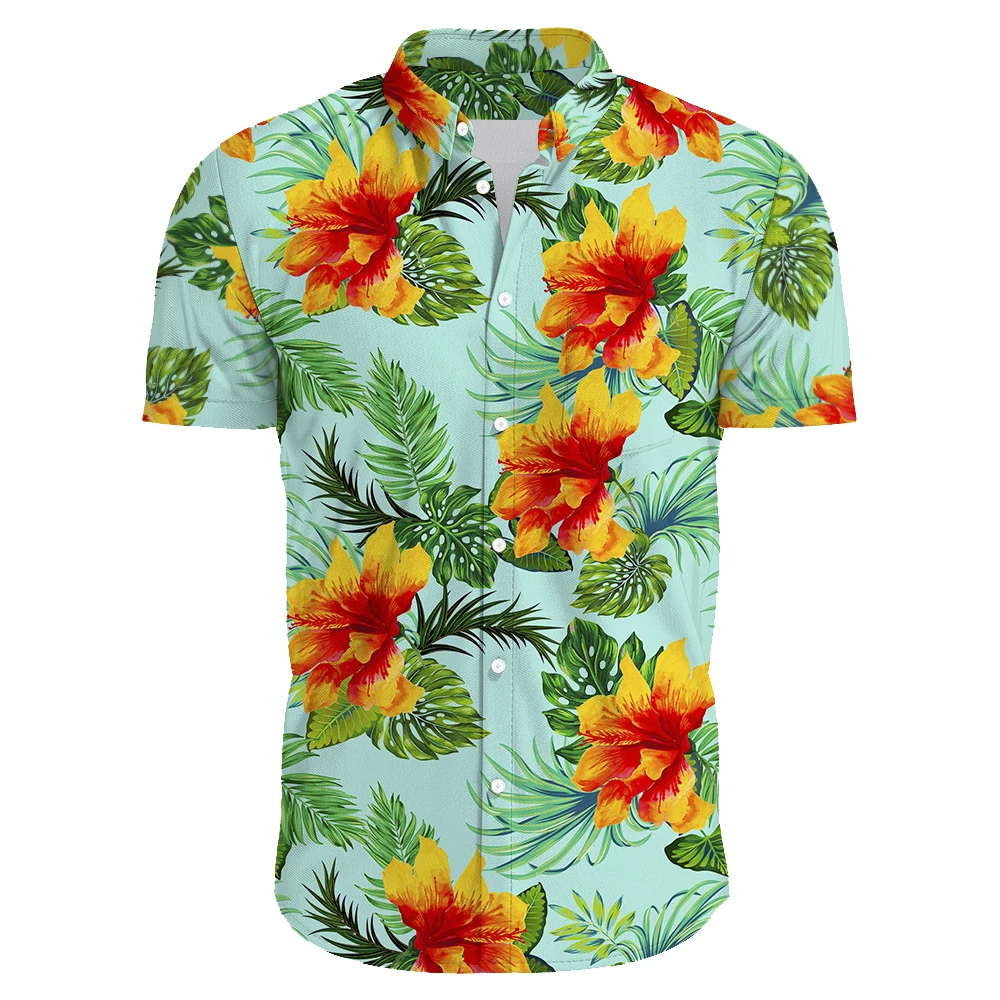 2026 Summer Men's Casual Floral Print Short Sleeve Top Hawaiian Shirt For Mens Clothes Daily New High Quality Lapel Oversized