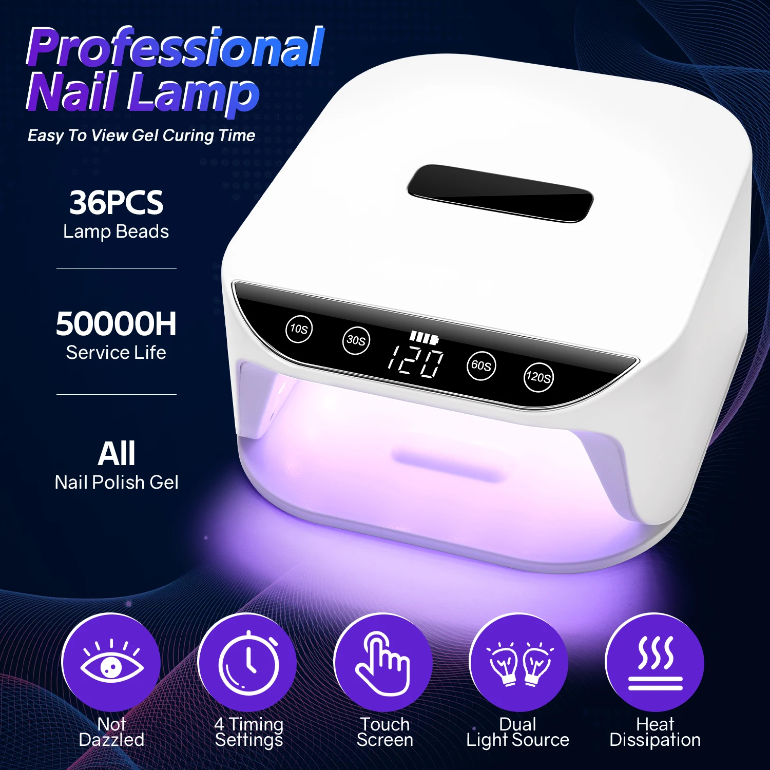 المهنية الأشعة فوق البنفسجية LED مسمار مصباح قابلة للشحن مجفف الأظافر مع شاشة الكريستال السائل ضوء الأظافر لمعدات مانيكير طلاء الأظافر هلام بسرعة