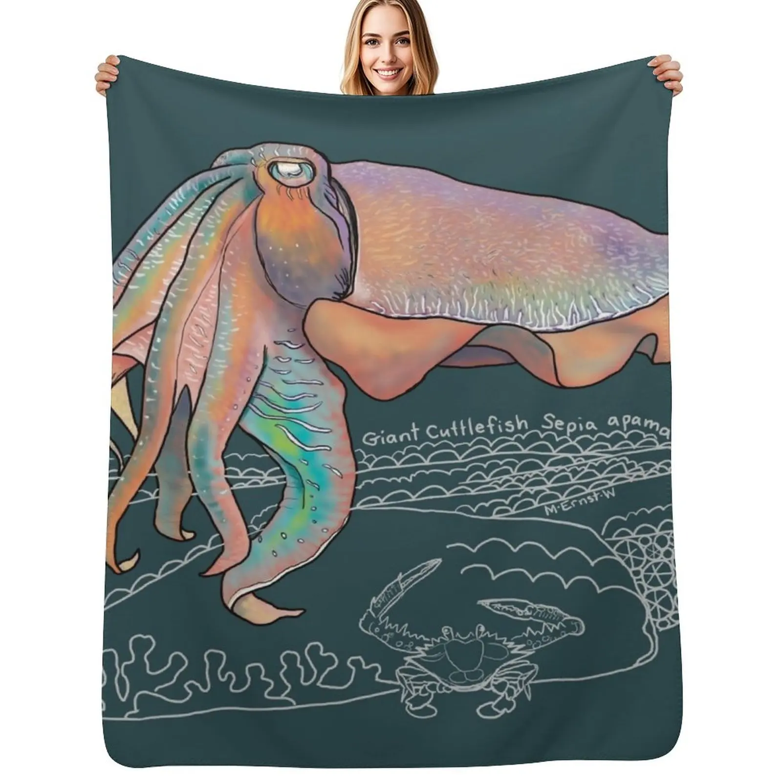 

Cuttlefish Doodle-dark background Throw Blanket Stylish Couch Blanket for Home Living Room