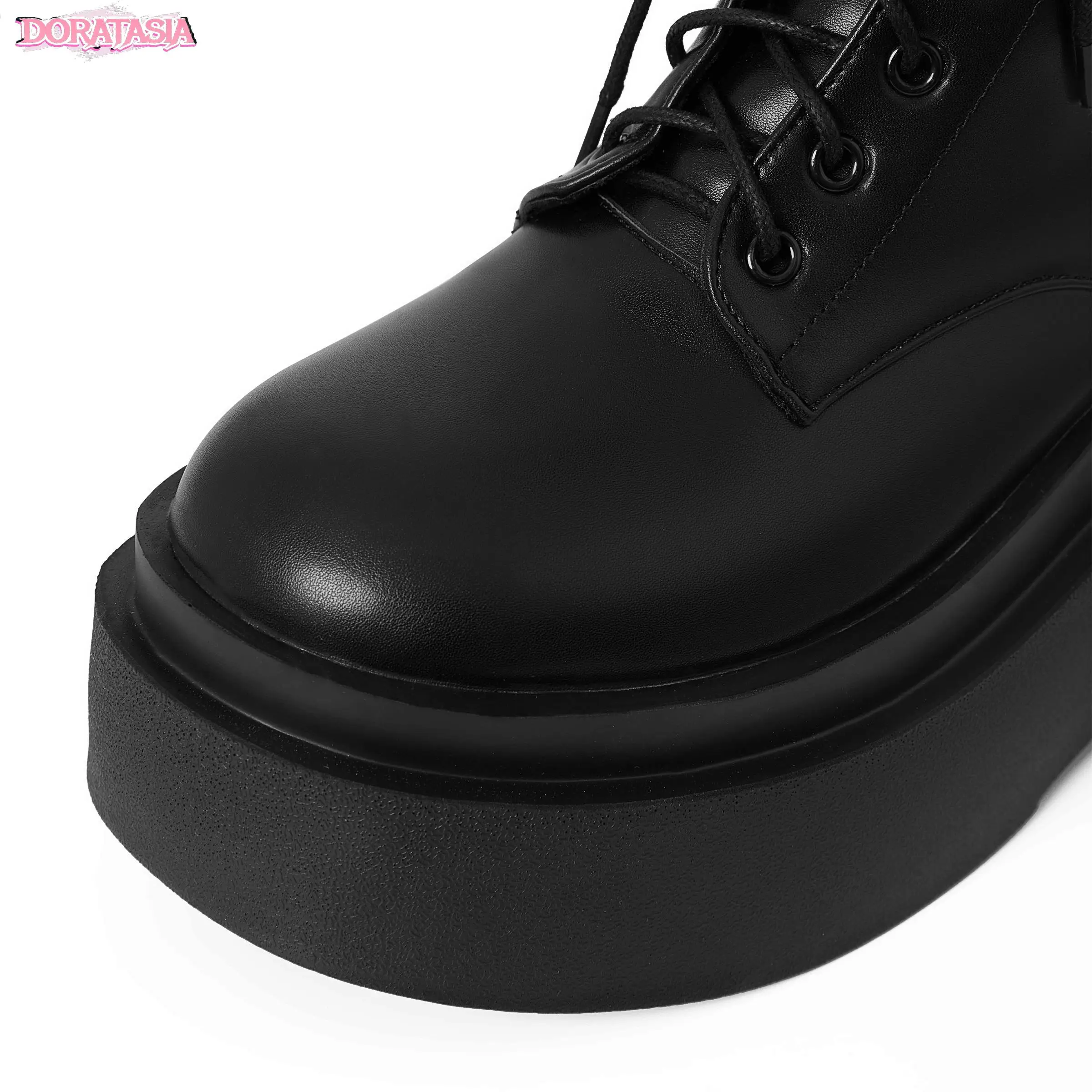 Women Boots Lace Up Thick Bottom Heels Platform Ankle Shoes Fashion Designer Stylish Luxury Quality Casual 2022 Winter Booties