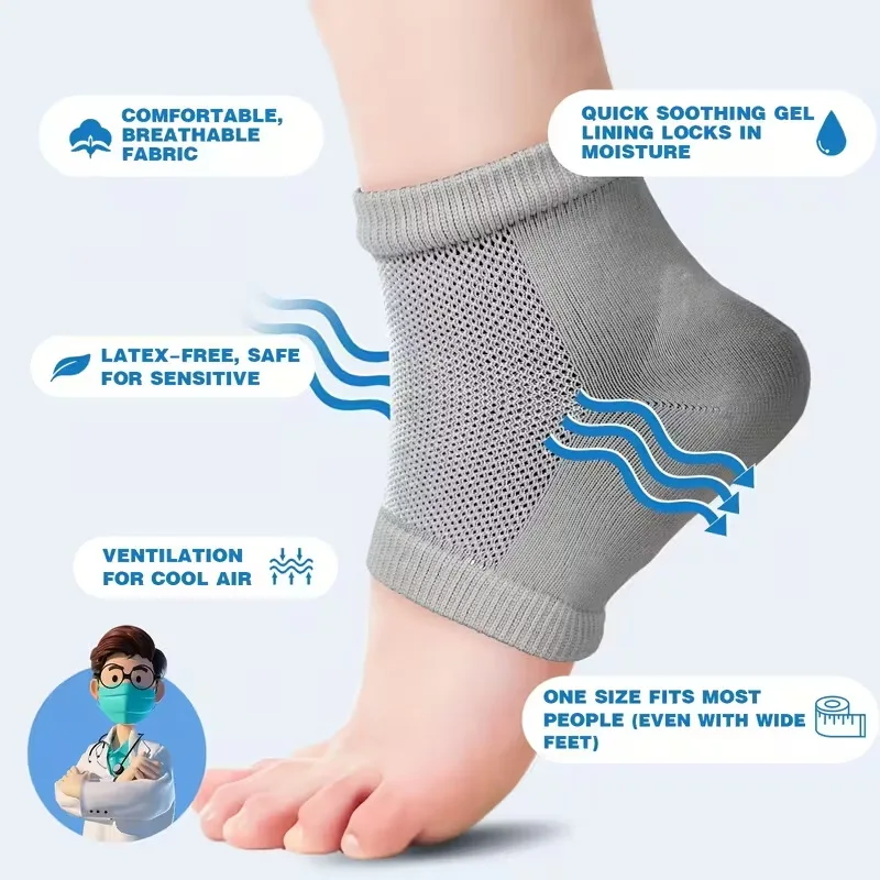 1 paar Silikon Feuchtigkeitsspendende Gel Ferse Socken Wiederverwendbare Anti Rissige Rissige Fuß Glatte Hautpflege Peeling Fuß Schutz Werkzeuge – Detail 5