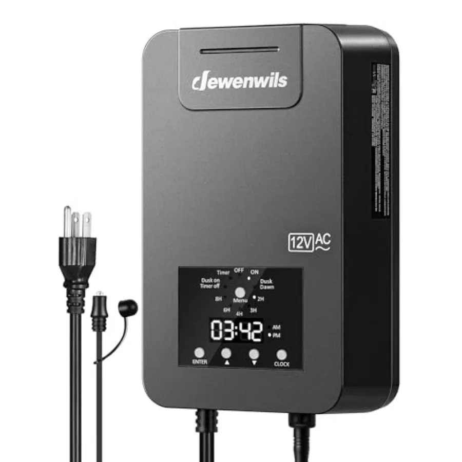 Low Voltage Landscape Transformer Photocell Sensor and Timer 120V AC to 12V/14V AC Weatherproof Outdoor Landscape Lighting Tran