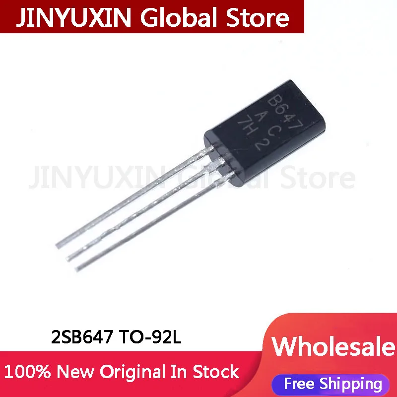 100Pcs New 2SB647AC 2SB647A 2SB647 TO-92 Inline TO-92L B647 PNP Transistor Low Power Transistor 1A 120V IC Chip Stock Wholesale