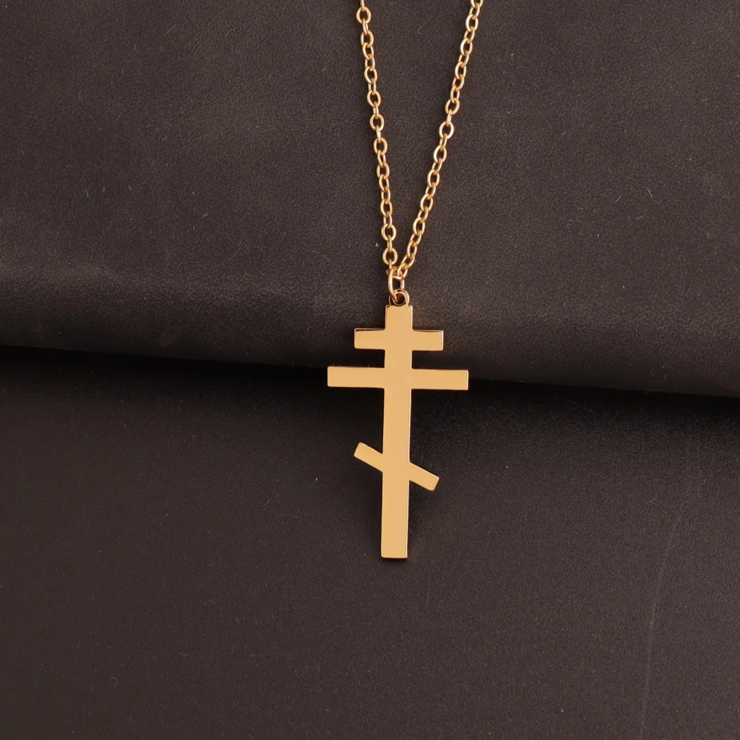 Igreja ortodoxa cruz rússia eslavo religião colares pingente de aço inoxidável gargantilha para mulheres homens orar jóias presentes