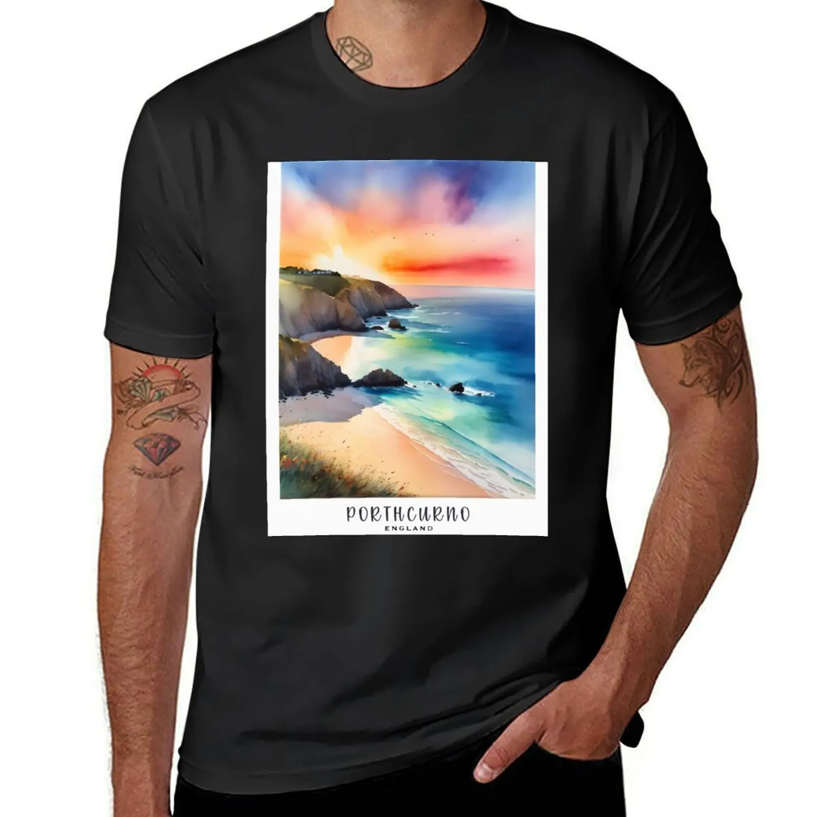 PORTHCURNO : Cornwall : /England : Sun, Sea, and Sand: Unwinding in Porthcurno's Idyllic Setting T-Shirt