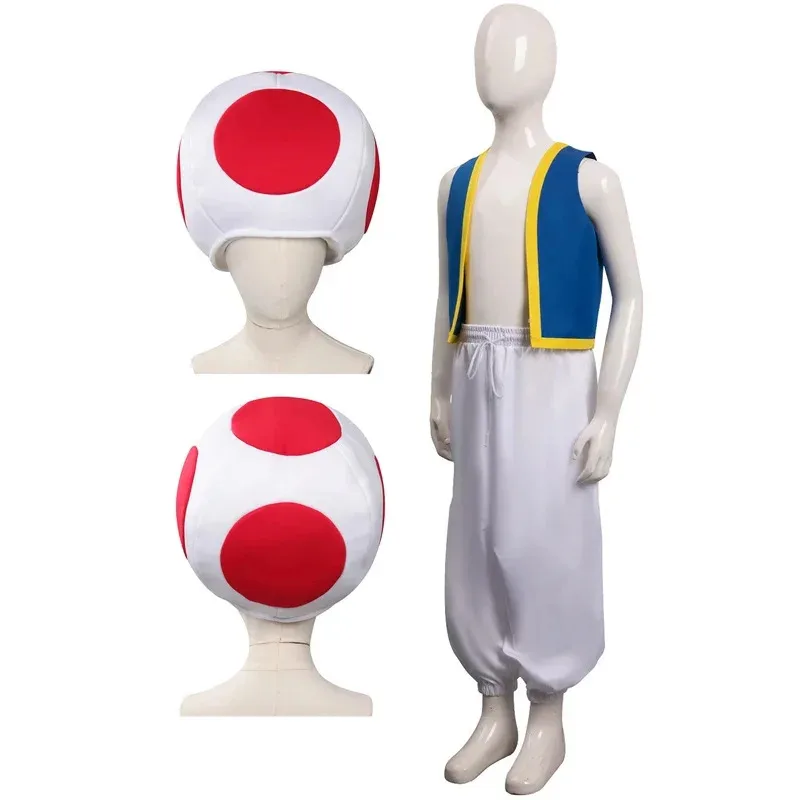 Kinopio Toad Cosplay Hat Kids Boys Costume Game Bros 2 Fantasia Outfits Children Halloween Carnival Party Clothes For Disguise