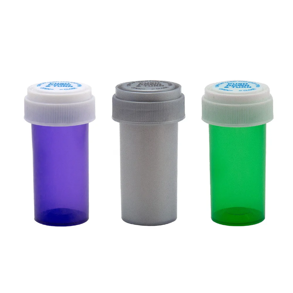 13 Dram Push Down & Turn Vial Container Pocket Size Acrylic Plastic Storage Stash Jar Pill Bottle Case Box Herb Container