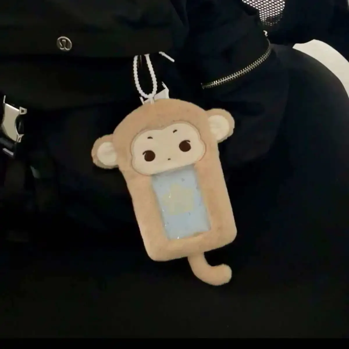 Cartoon Little Monkey Plush Keychains Card Holder Cute Accessory for ID Badges and 3‑inch Photo Cards Merchandise for K‑pop Fans