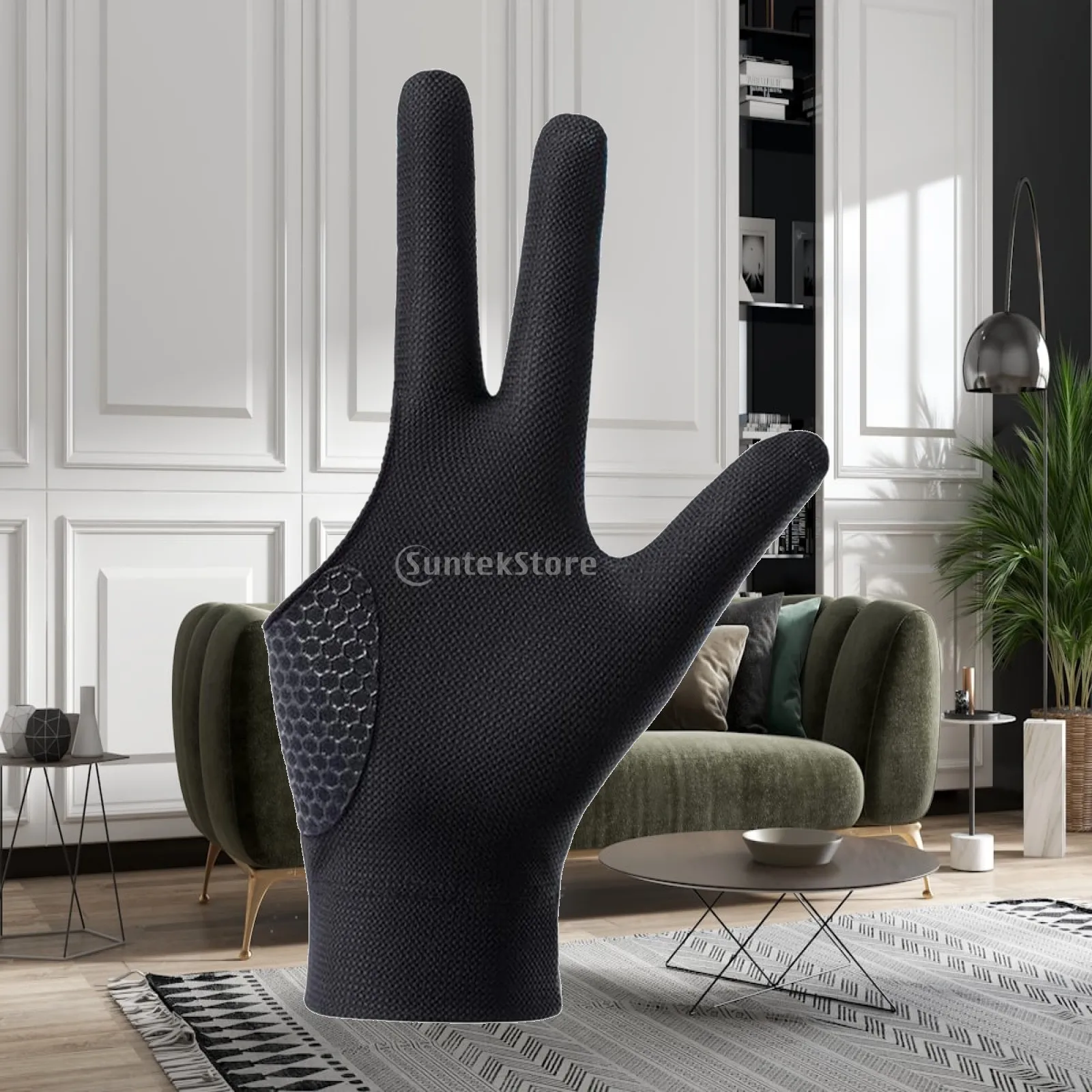 Breathable Polyester Billiard Glove Three Finger Elastic Design Nonslip Pool Cue Accessory for Training