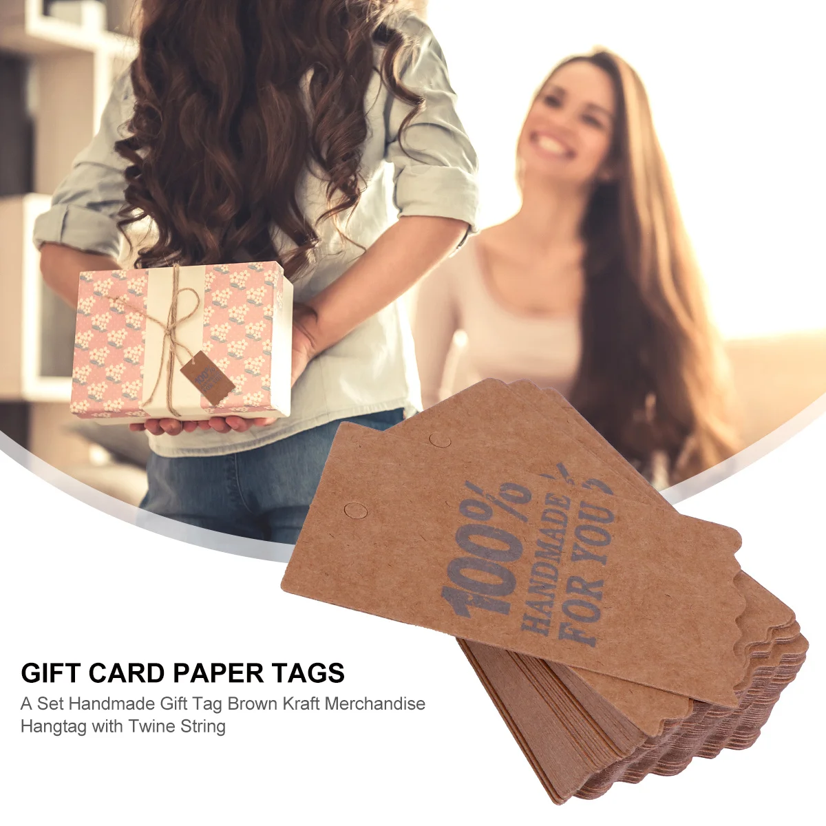 1 set Kraft Paper Gift Tags Brown Handmade Hangtags Pre-Punched Holes For Christmas Price Labels Craft Projects Brown