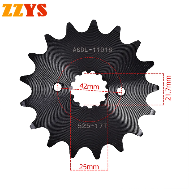 

525 17T 17 Tooth Front Sprocket Gear Staring Wheel Cam Pinion For Cagiva Road 650 Raptor 2001-2007 V-Raptor 650 1000 Navigator