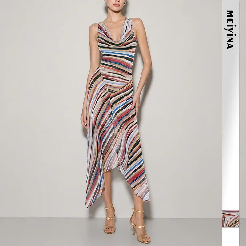 2026 Women's New French Print Fashion Erotogenic Elegant Smart Fit Long Clothes Summer Dresses 2026 Beach Maxi Robe Midi