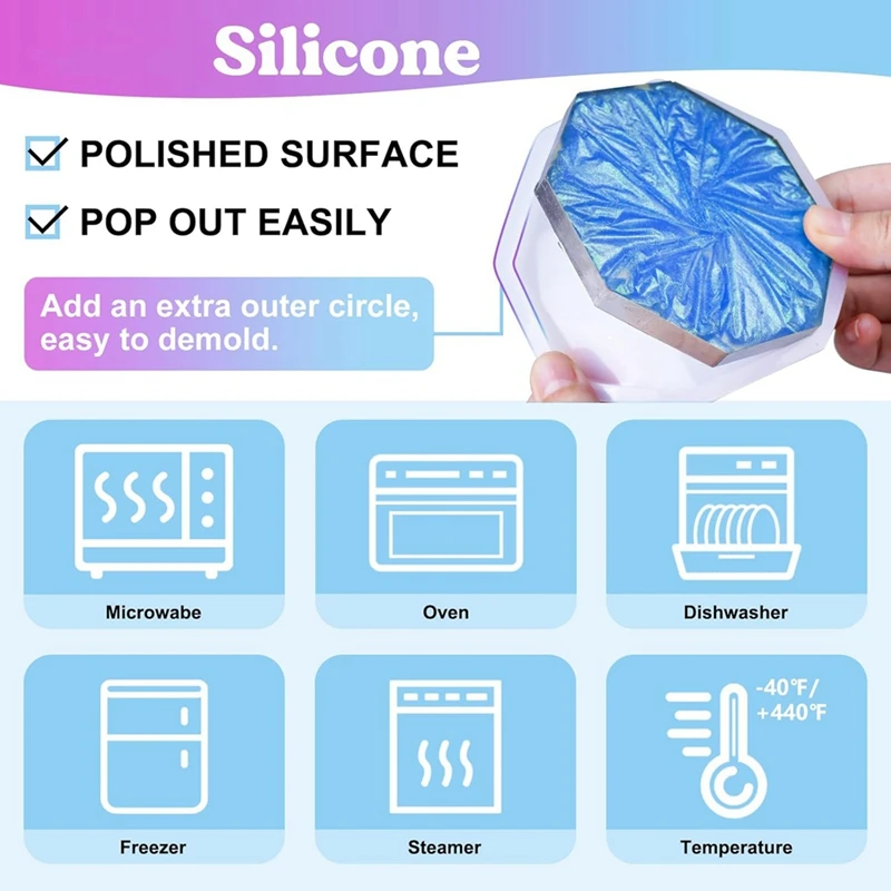 

18 Pcs Coaster Resin Molds Silicone, Coaster Molds with Tray MoldsJAS