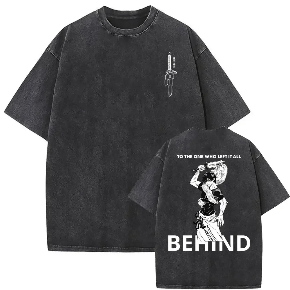 

Washed Vintage Anime Jujutsu Kaisen Fushiguro Toji To The One Who Lfft It All Behind Graphic T-shirt Men Manga Oversized T Shirt
