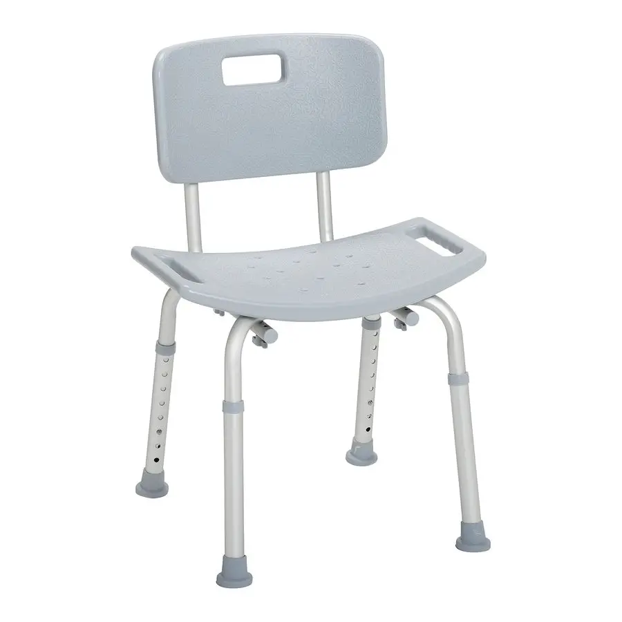 

Shower Chair with Back Adjustable Bathroom Bench Suction Feet Lightweight Durable Construction Comfortable Contoured Seat Grey