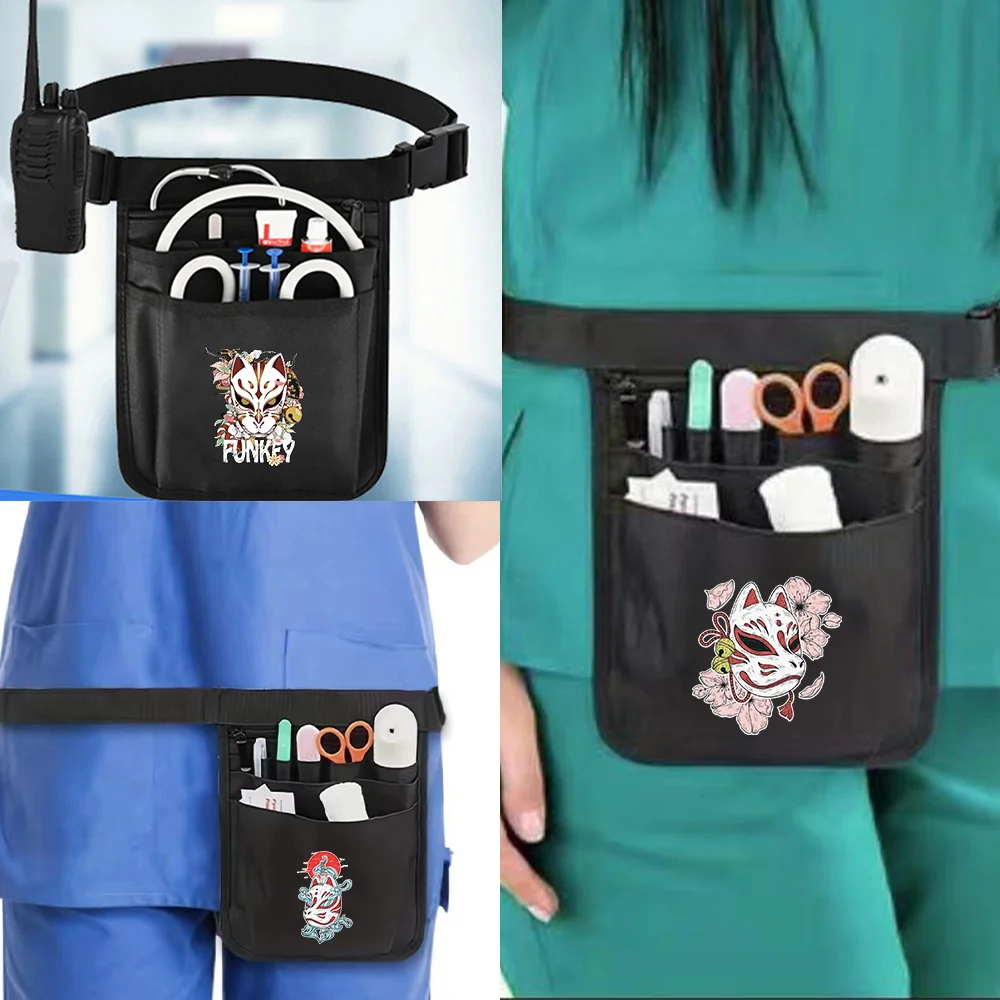 1 Piece Nurse Waist Pouch Organizer with Adjustable Waist Strap Nurse Nylon for Accessories Tool Mask Series Fanny Pack