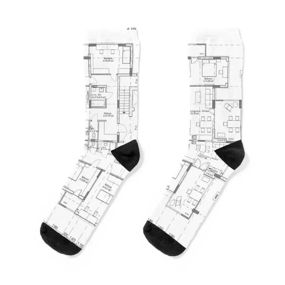

Detailed architectural one story private house blueprints and drawings. Socks kawaii cycling christmas gifts Socks Men Women's