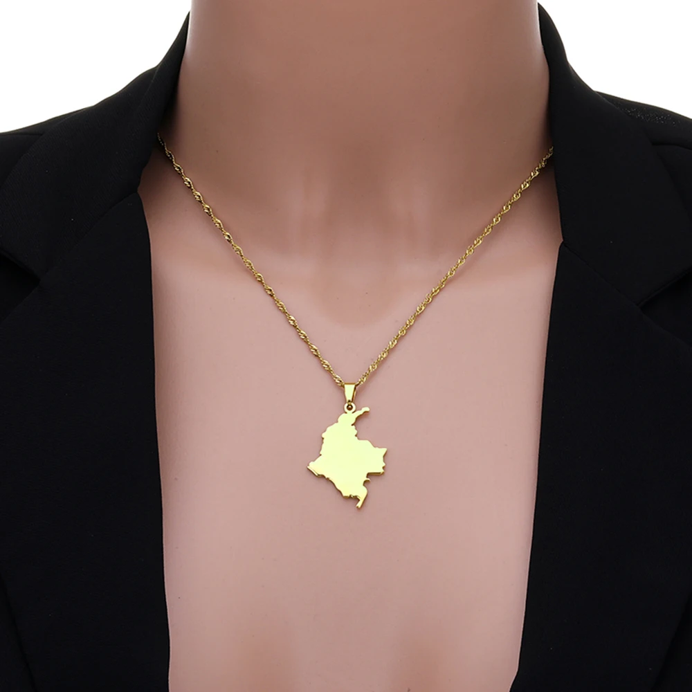 Fashion República de Colombia Map City Pendant Necklace Stainless Steel Men Women Maps Jewelry GIft