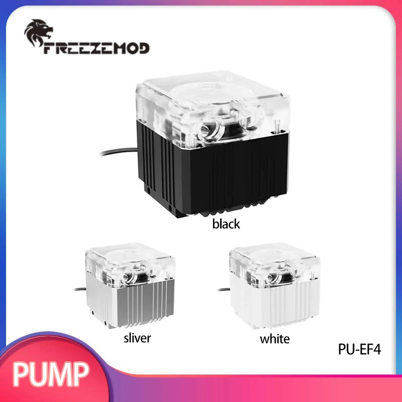 

FREEZEMOD PC Water Pump Silent Hidden RGB 5V,Aluminum Armor Support 4Pin PWM 3.5M Lift 650L/H,Black/Silver/White PU-EF4