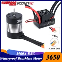 Surpass Hobby Rocket 3650 2300/3100/3900/4300KV Waterproof Brushless Motor with M 60A ESC for 1/10 RC Car Boat Toy Parts Wltoys