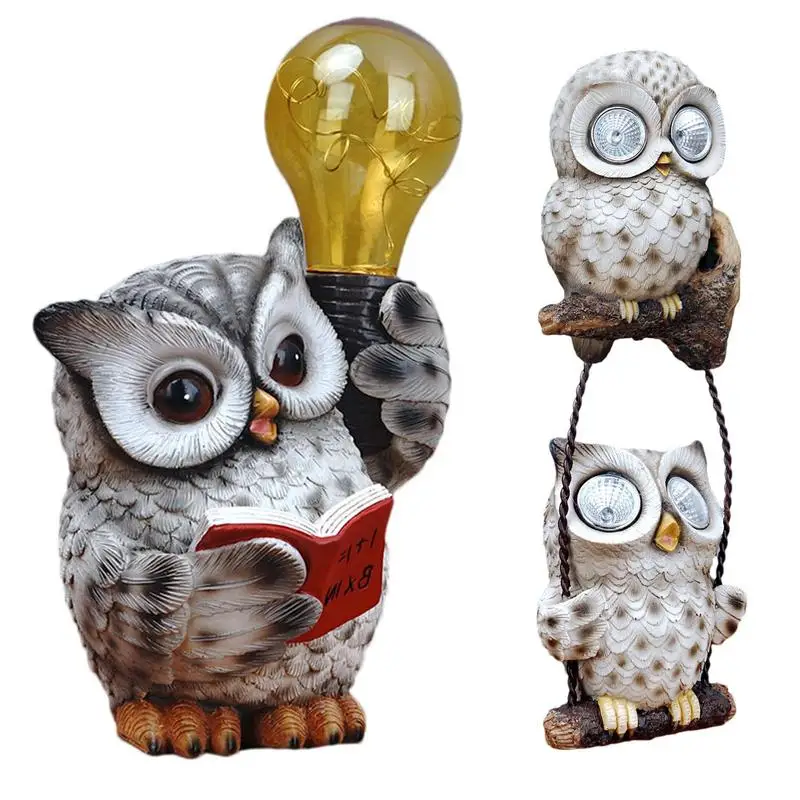 

Garden Owl LED Light Resin Owl Figurine Solar-Powered Owl Garden Statues Garden Stake Light Solar Animal Lights for Porch Patio