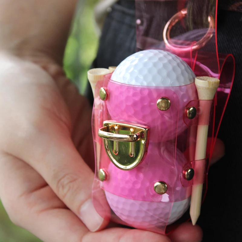 Golf Ball Bag and Tee Holder, Golf Ball Storage Carry Pouch Premium Leather Portable Personalized  Bag Golf Accessories