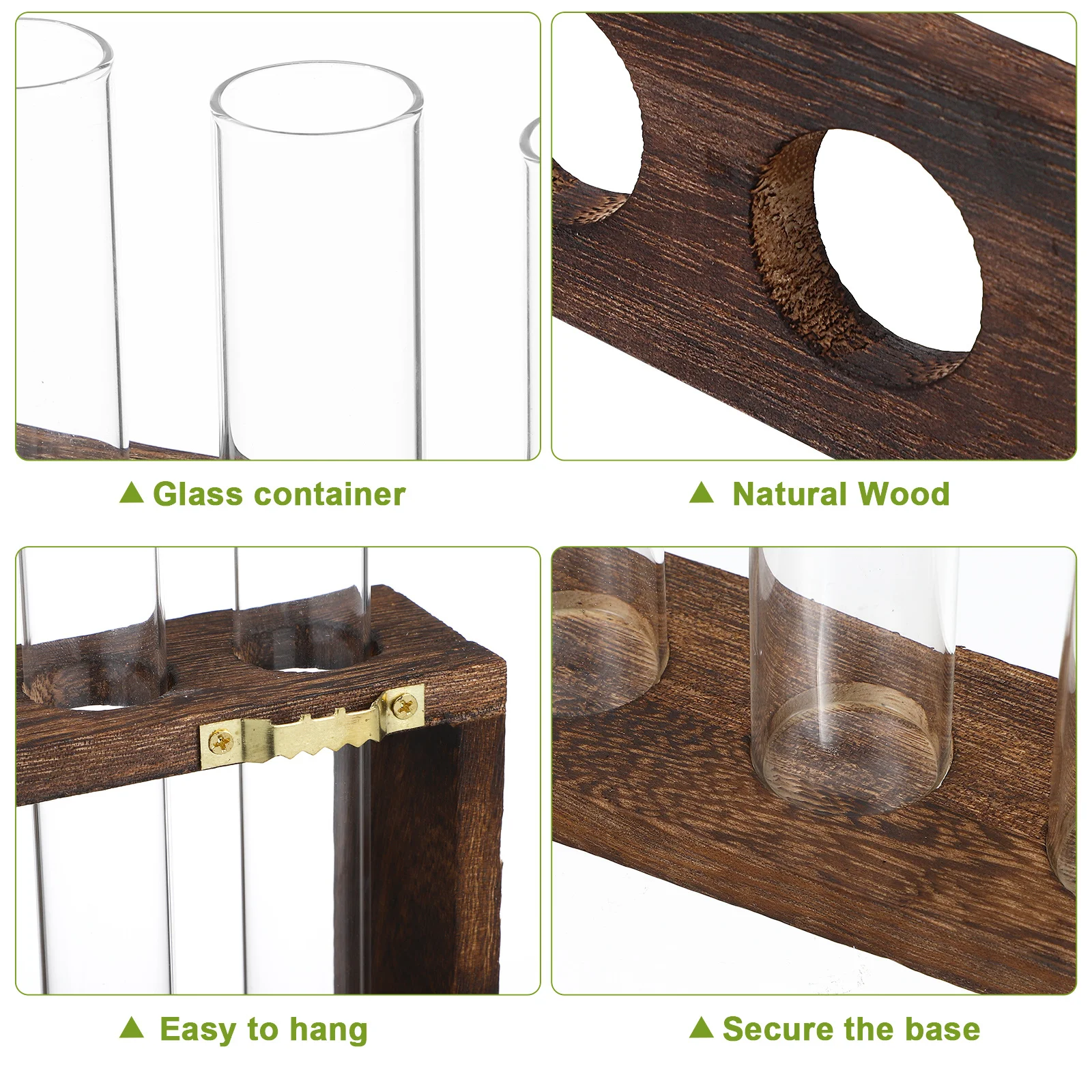 

1Set Propagation Stations Wall Mount Glass Test Tubes Plant Holders Wood Stand Rack for Pothos Vines Home Decor