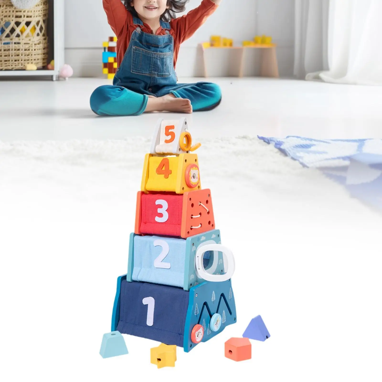 Stacking Toy Nesting Boxes Preschool Learning Color Recognition Sensory Toy Balancing Building Blocks for Boys Girls Gift