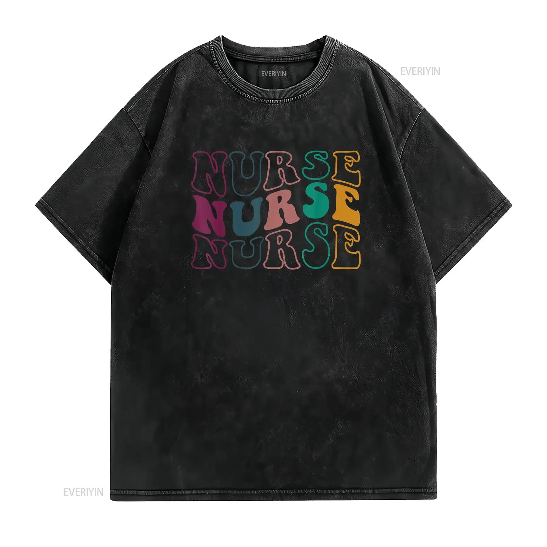 Retro Future Nurse Life for Registered T Shirt s Day vintage Washed homme Breathable designer clothes fashion Soft