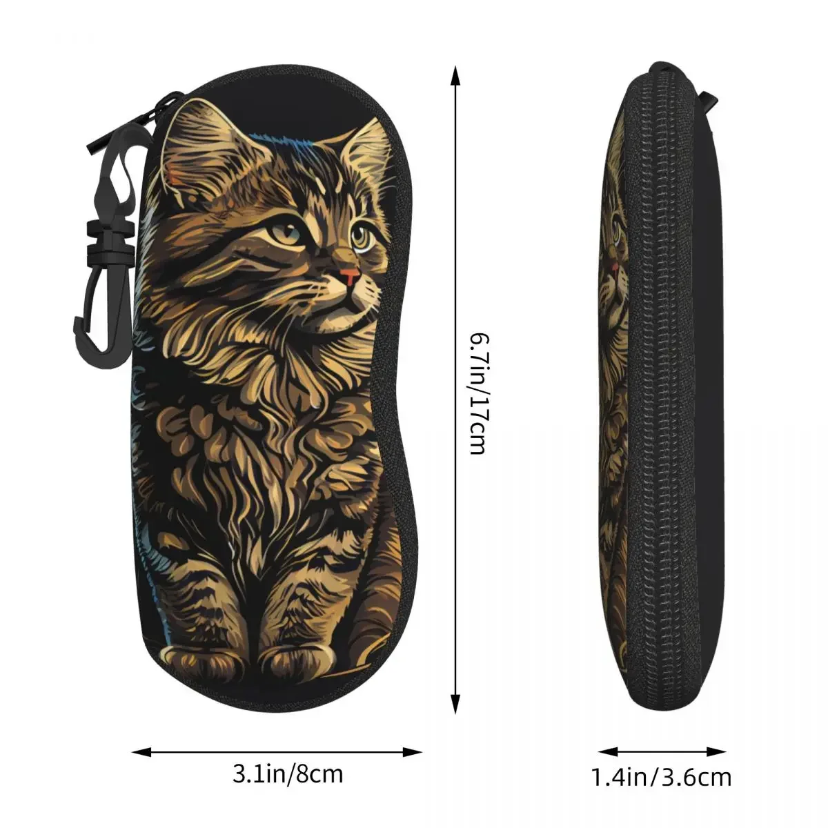 American Bobtail Cat Glasses Case Cute Animal Sunglasses Pouch Daily Soft Eyewear Organizer Key Chain Men Women  Box